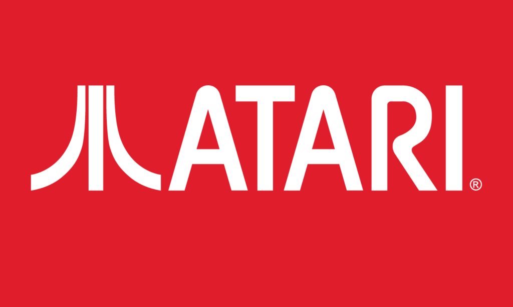 Red background, white Atari logo